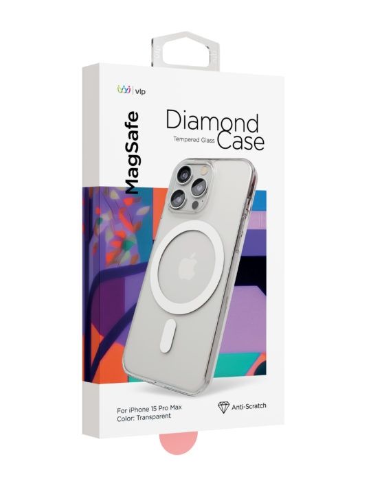 Чехол защитный "vlp" Diamond Case с MagSafe для iPhone 15 ProMax, прозрачный