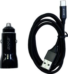 АЗУ 2 USB 2.4А, дата-кабель USB-C, 1m, черный, Axxa