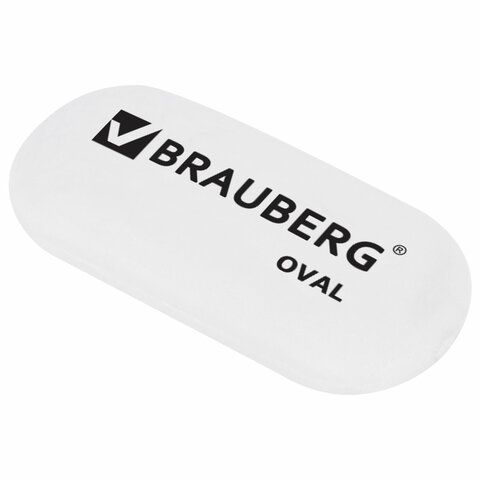 Ластик "Oval", 55х23х10мм, белый, овальный BRAUBERG