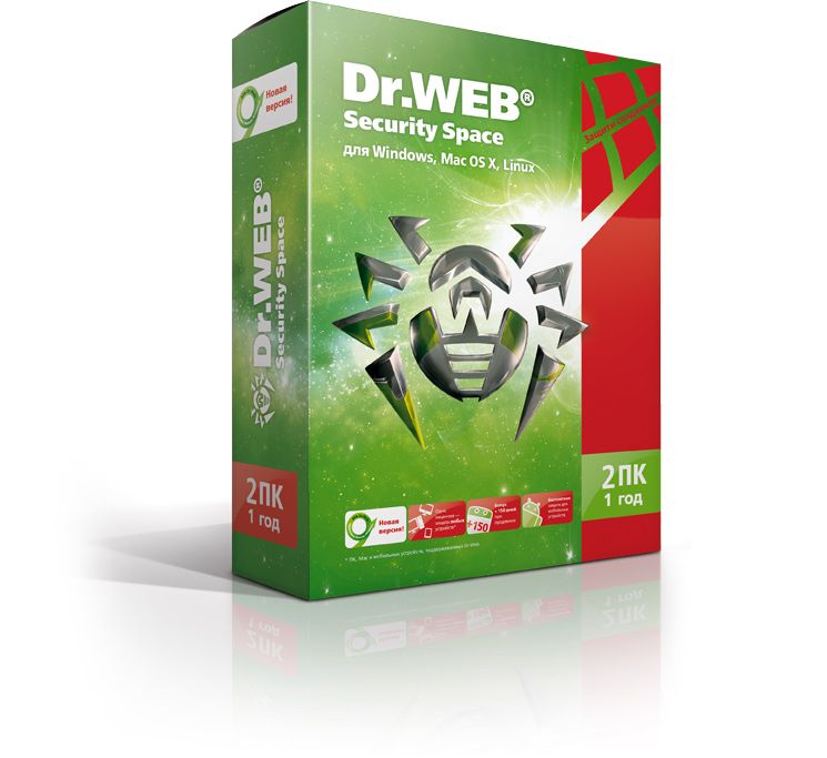 Антивирус DR.Web Security Space на 2 ПК на 1 год