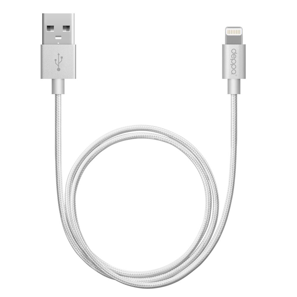 USB дата-кабель Deppa 8-pin для Apple Alum, MFI, 1,2м (Серебристый)