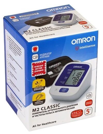 Тонометр OMRON M2 Classic (HEM-7122-ALRU) (универсальная манжета) + адаптер питания