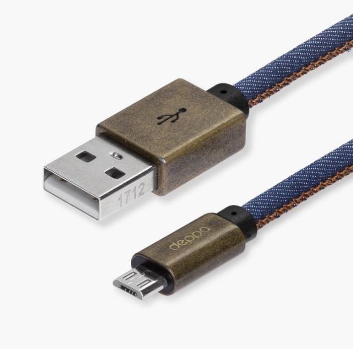Кабель USB - micro-USB Deppa Jeans 1,2 м, синий
