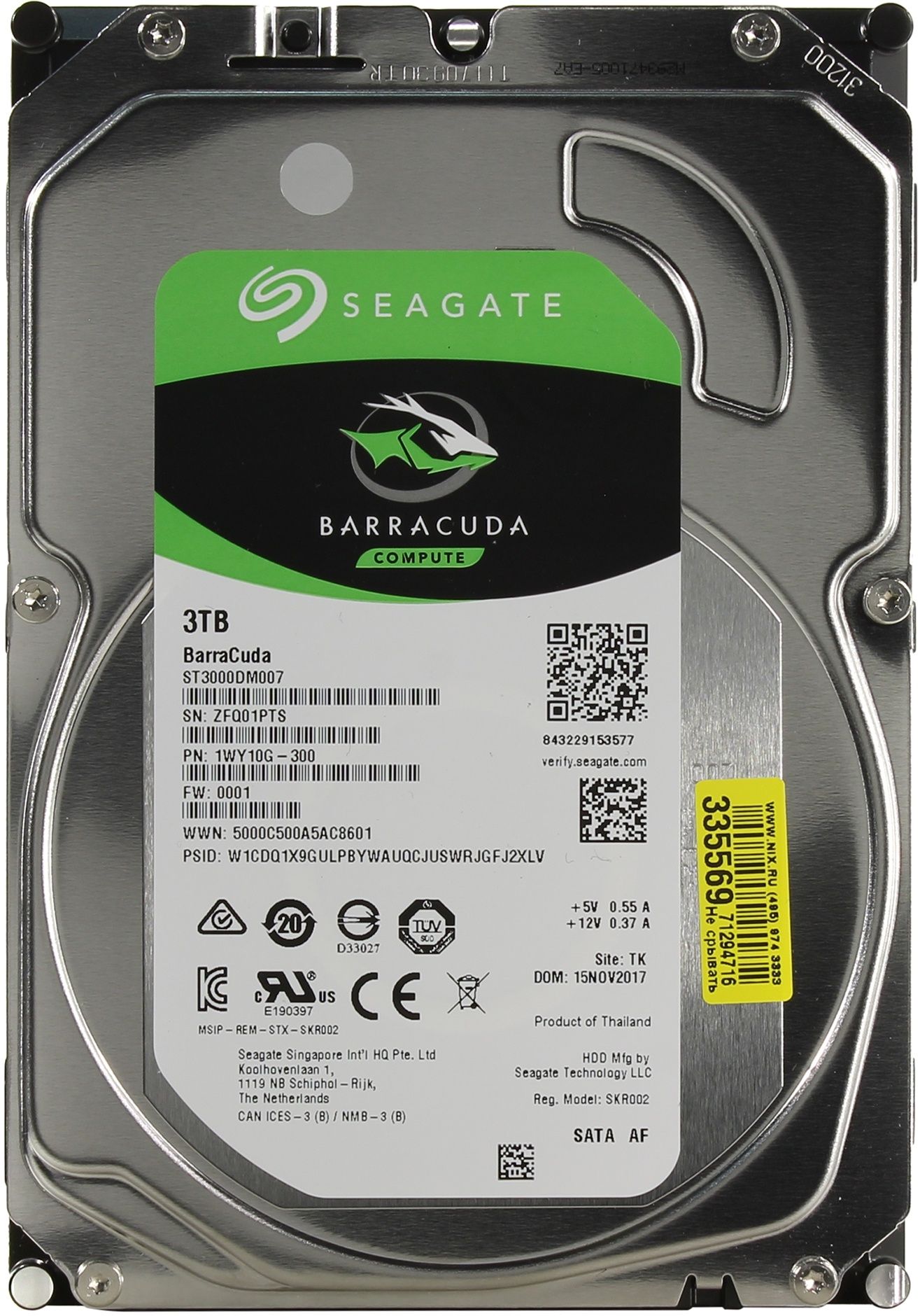 Жесткий диск Seagate Barracuda [ST3000DM007] 3 Тб