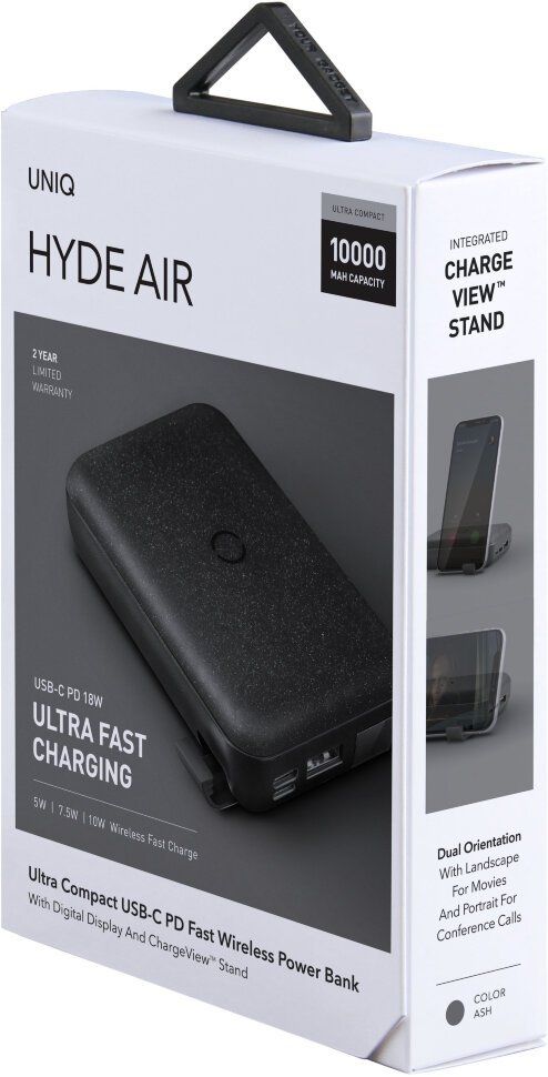 Портативное ЗУ Uniq HYDEAIR 10 000 mAh серый