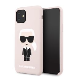 Чехол Lagerfeld для iPhone 11 Liquid silicone Iconic Karl Hard Pink