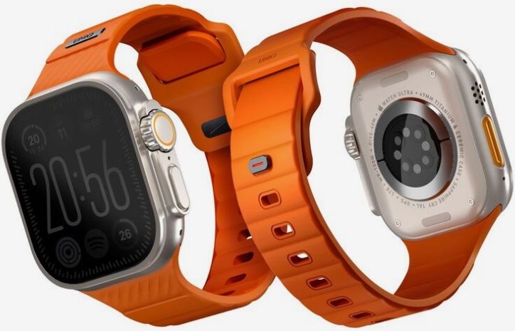Uniq для Apple Watch 49/45/44/42 mm ремешок STRIDE FKM Rubber Volt Orange