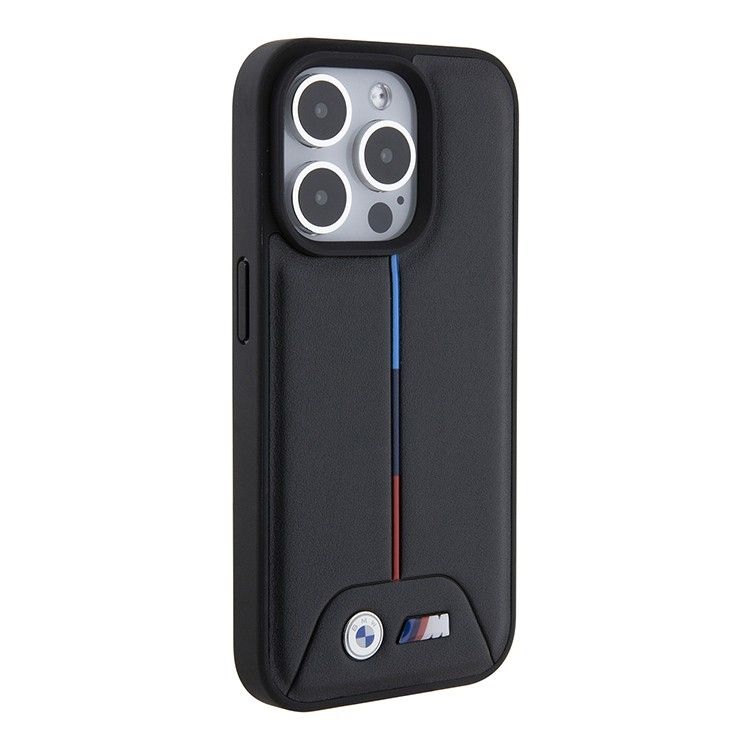 Чехол накладка BMW M-Collection PU Quilted Tricolor для Apple iPhone 15 Pro Max черный