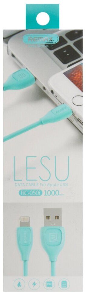 Кабель USB - Lightning Remax Lesu RC-050i 1 м, голубой