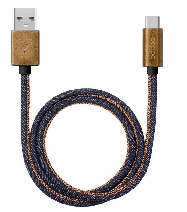 Кабель USB - Type-C Deppa Jeans 1,2 м, синий