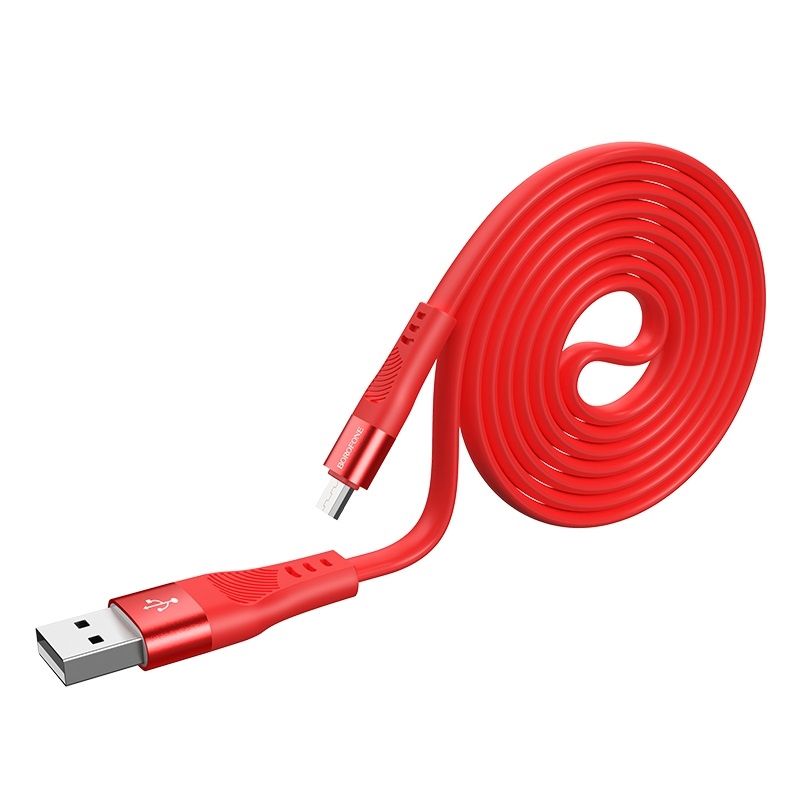 Кабель USB - micro USB Borofone BU18 Crown Silicone Charging 1,2 м, красный