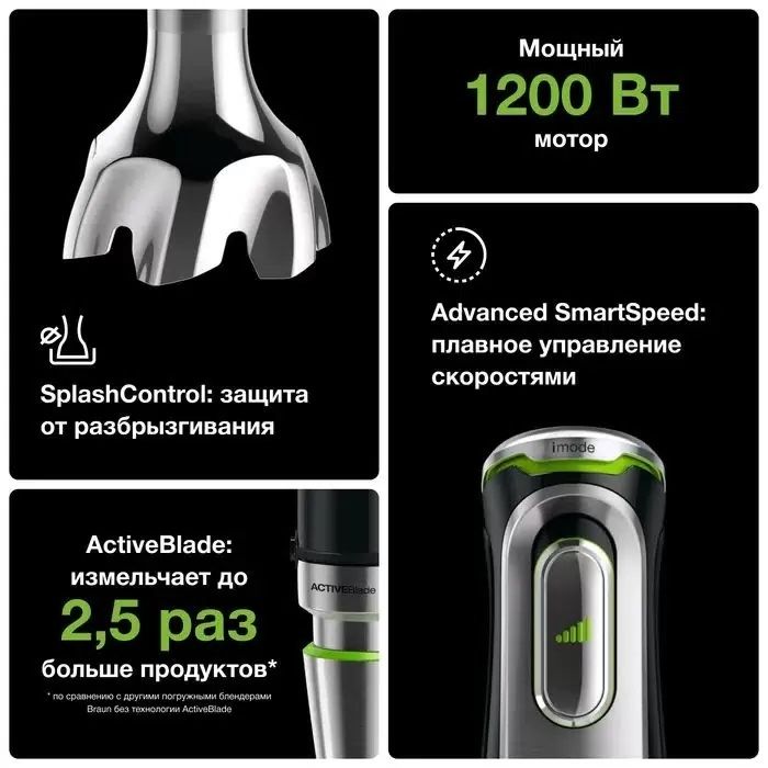 Блендер погружной Braun MQ9195XLI черный