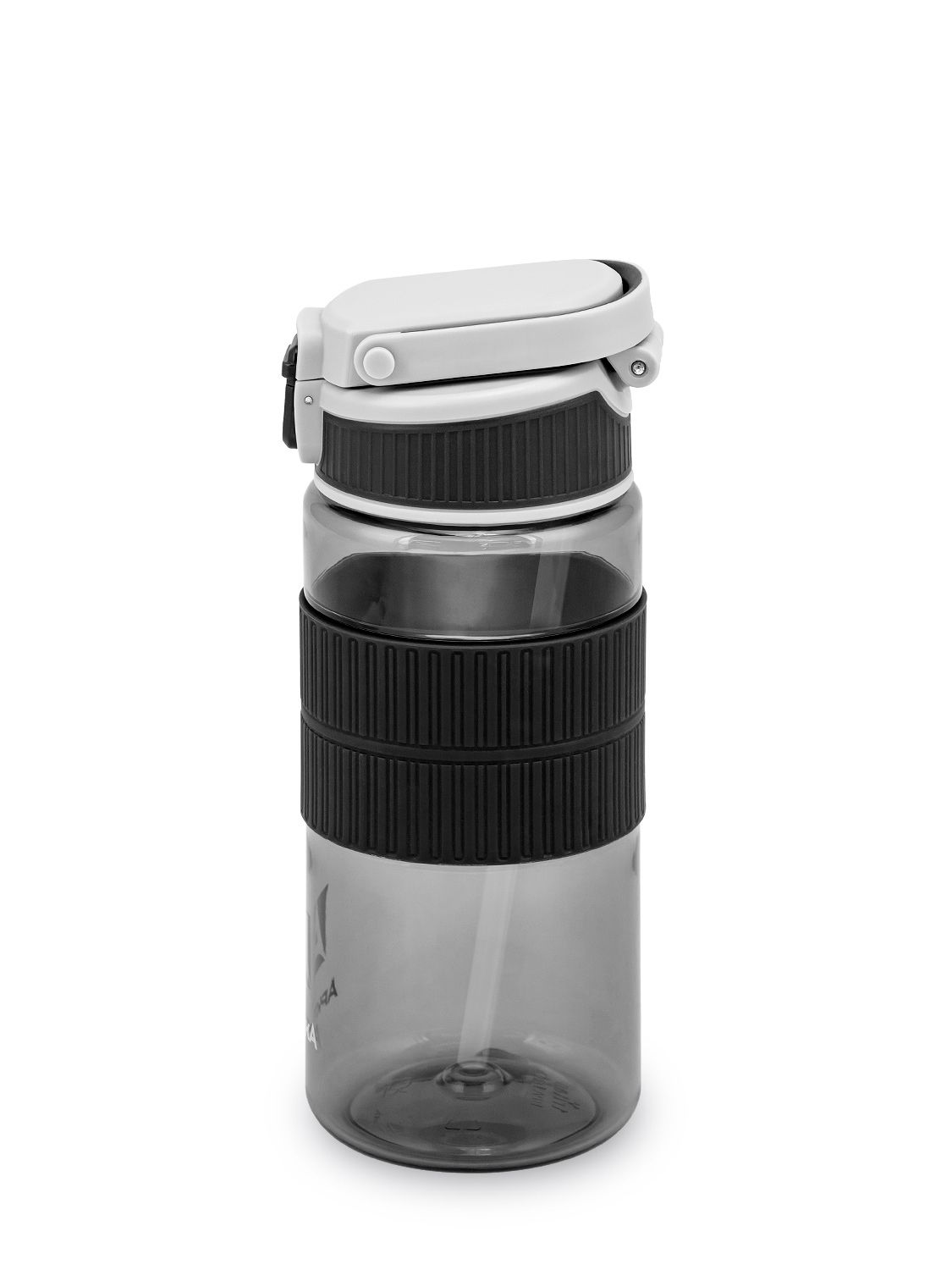 Бутылка тритановая арт.722-550, 550 мл, черная, с манжетом и питьевой трубочкой
