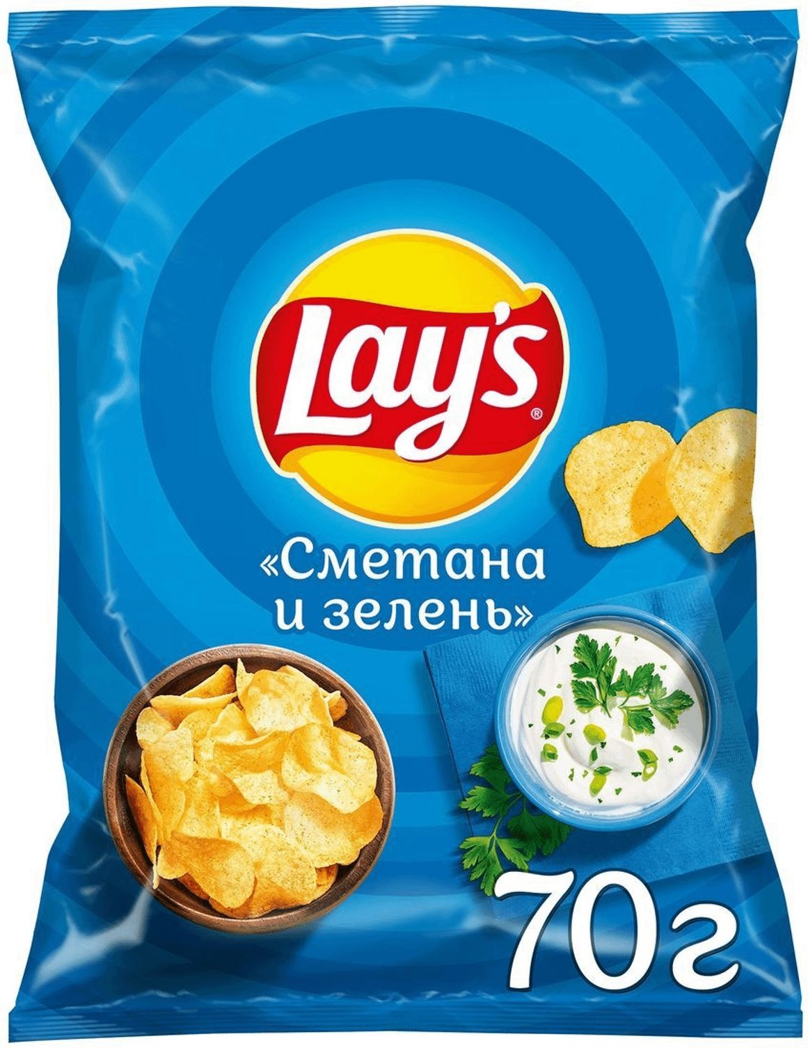 Чипсы картофельные сметана, зелень 70г Lay's