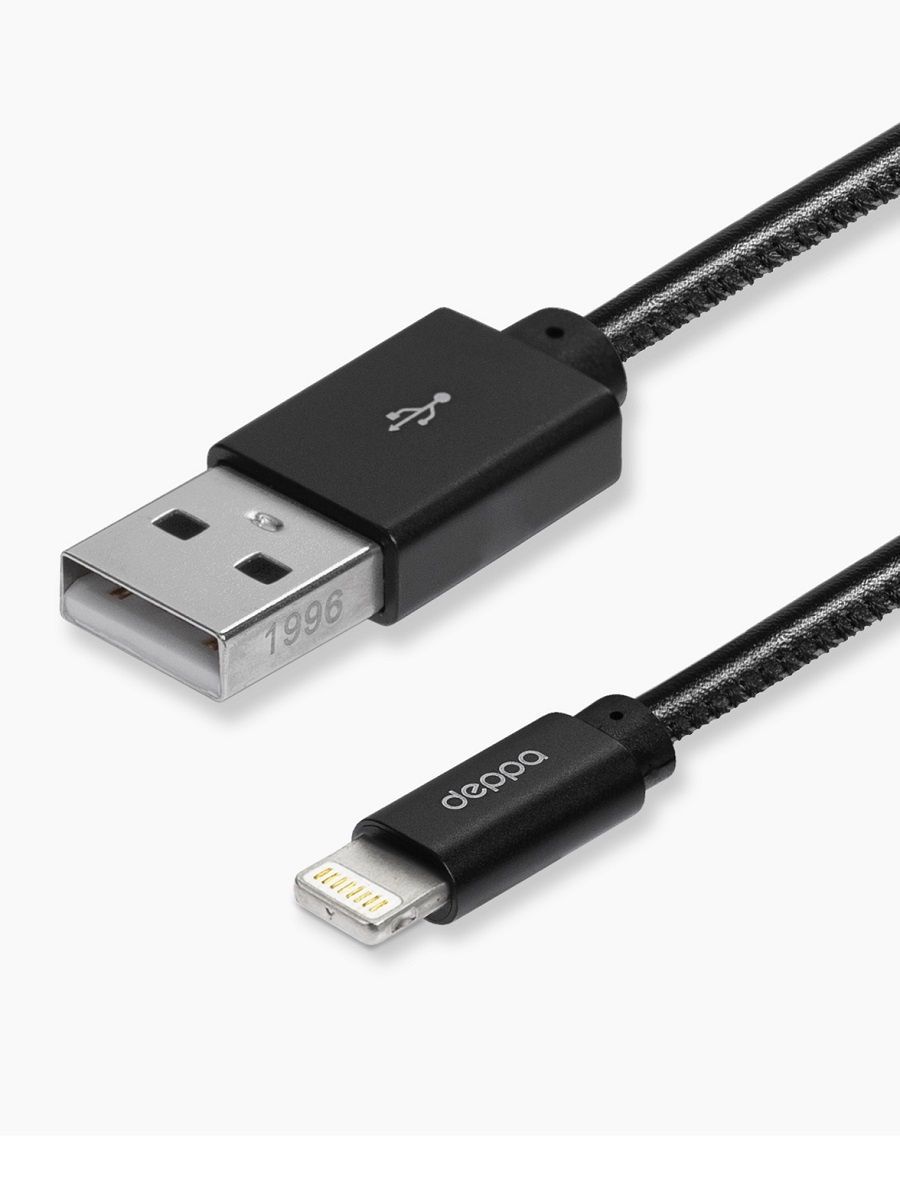 Кабель USB - Lightning Deppa 1,2 м, черный