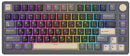 Клавиатура беспроводная Royal Kludge RK-M75 Phantom (USB/2.4 GHz/Bluetоoth, RGB, Hot Swap, K silver switch) серый