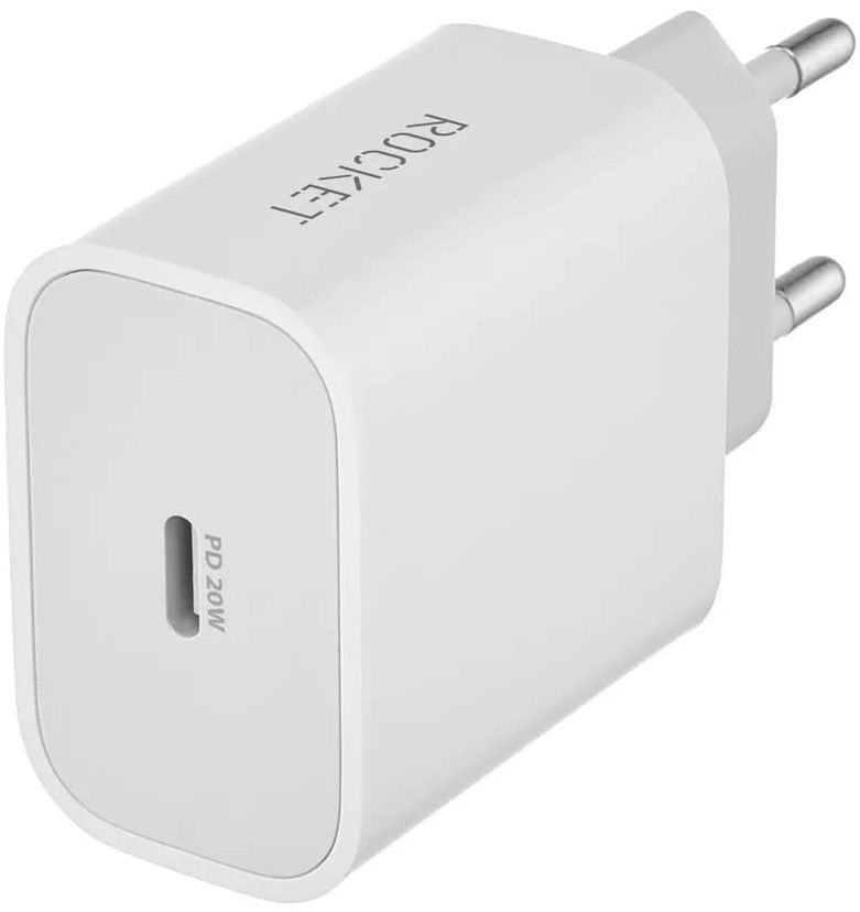 Сетевое зарядное устройство 20W, USB-C+кабель Lightning Rocket Space Combo,белый