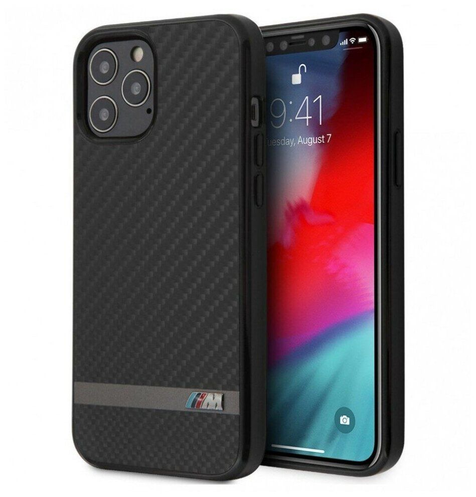 Чехол BMW для iPhone 12/12 Pro (6.1) M-Collection Real carbon/Alumin stripe  Hard Black - купить в 05.RU Махачкала, цены, отзывы