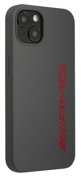 Чехол AMG для iPhone 13 Liquid silicone with Red big logo Hard Grey