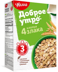 Хлопья 4 злака 350гр Увелка