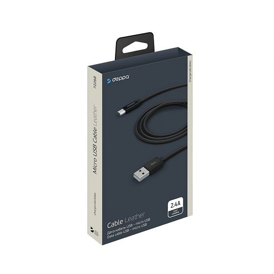 Кабель USB - micro-USB Deppa Leater 1,2 м, черный