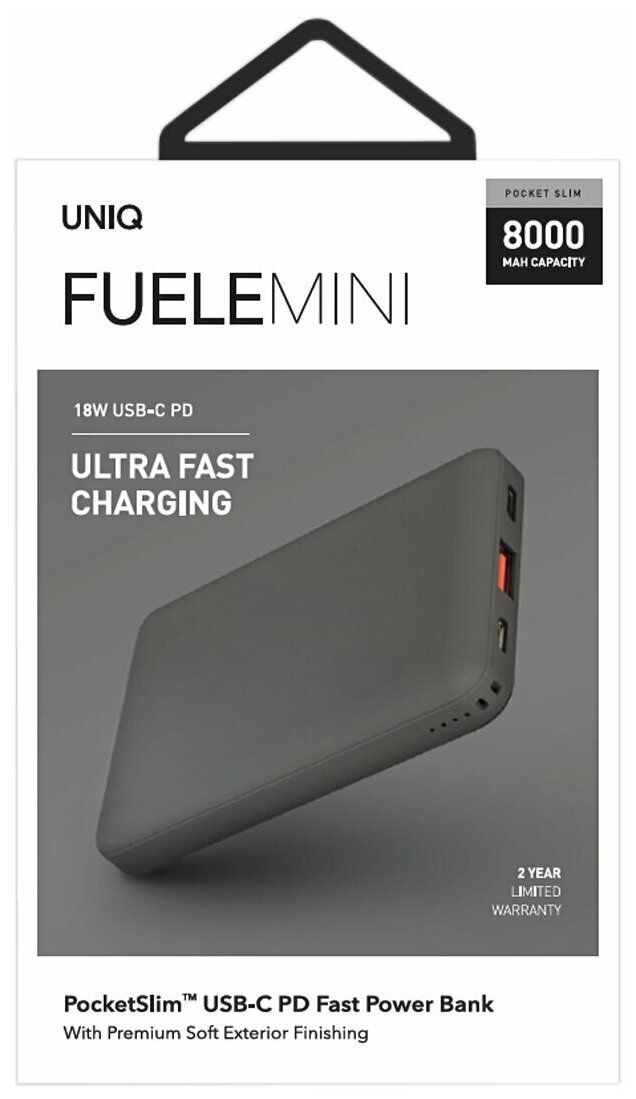 Портативное ЗУ Uniq Fuele Mini 8 000 mAh серый