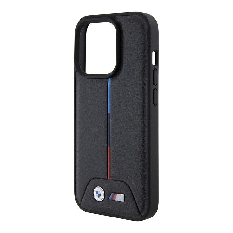 Чехол накладка BMW M-Collection PU Quilted Tricolor для Apple iPhone 15 Pro Max черный