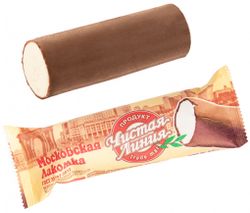 Мороженое пломбир ванильный в шоколадной глазури Московская лакомка 80гр Чистая линия