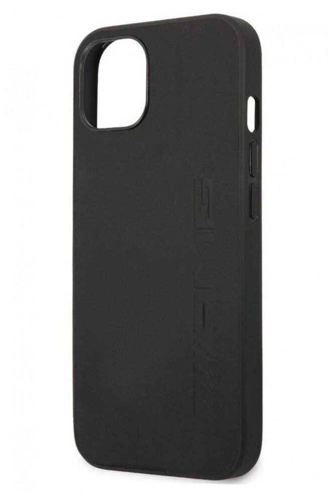 Чехол AMG для iPhone 13 Genuine leather Big logo Hard Black