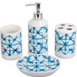Набор аксессуаров для ванной комнаты Доляна «Акварель», 4 предмета (дозатор 450 мл, мыльница, 2 стакана)