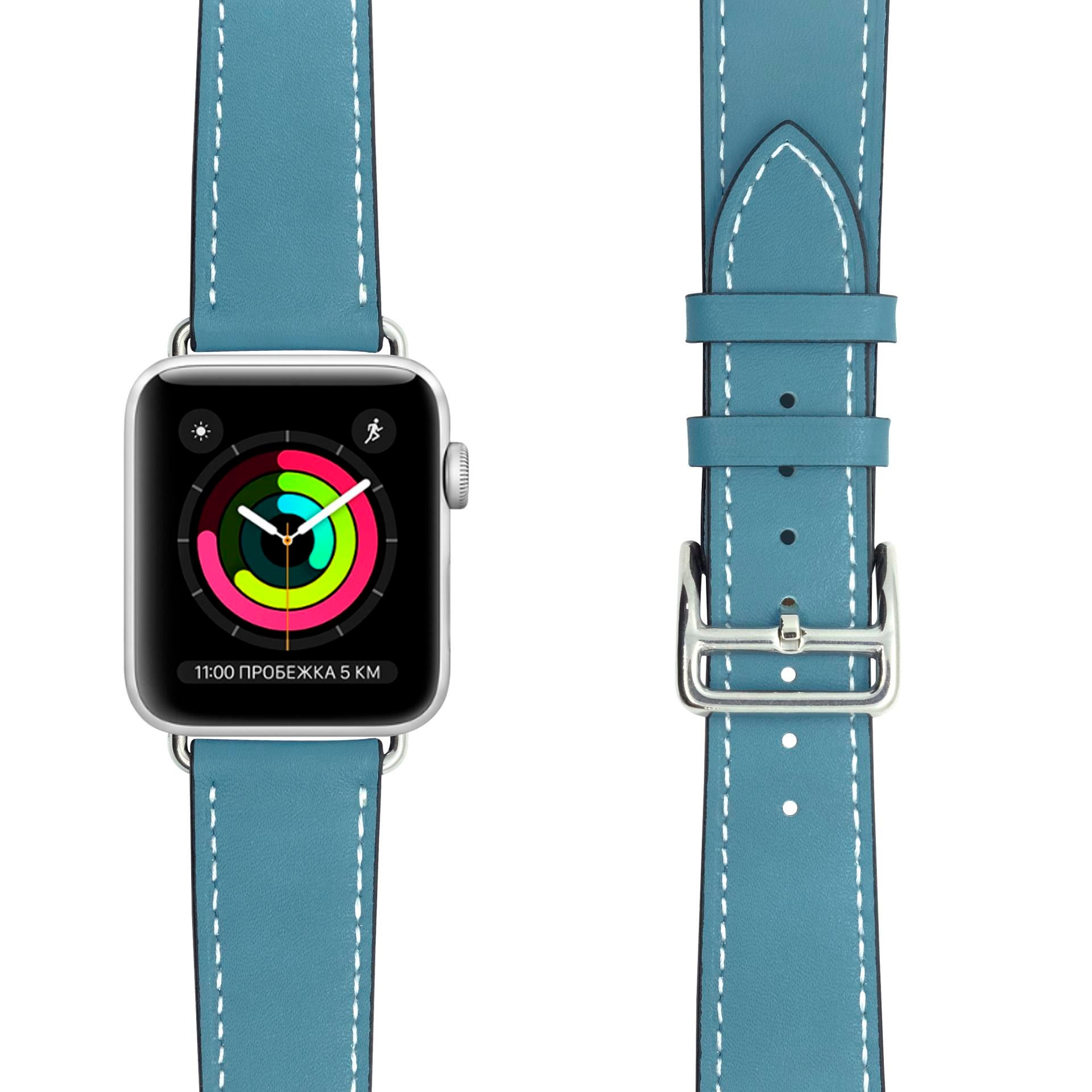 Кожаный ремешок для Apple Watch 42/44 mm LYAMBDA MINTAKA LWA-02-44-LBL Ligth blue 