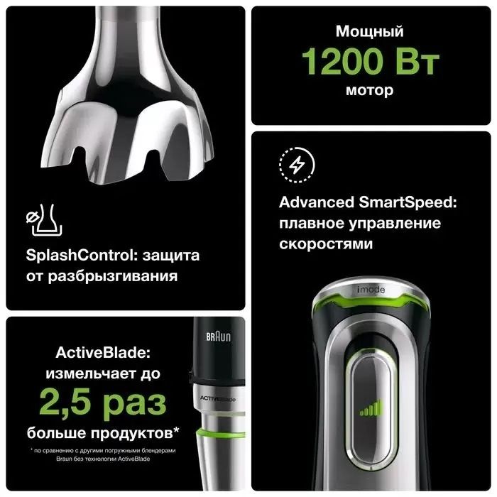 Блендер погружной Braun MQ 9187X MultiQuick 9 черный