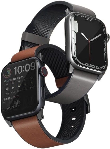 Ремешок Uniq для Apple Watch 45/44/42 mm Straden Waterproof Leather/Silicone Brown
