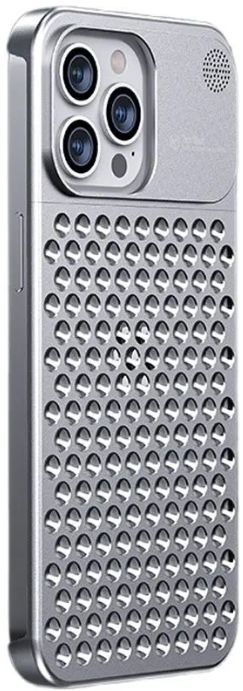Крышка Apple iPhone 15 Pro Max Aluminum Alloy Cooling Aromatherapy  серебристый (Тёрка)