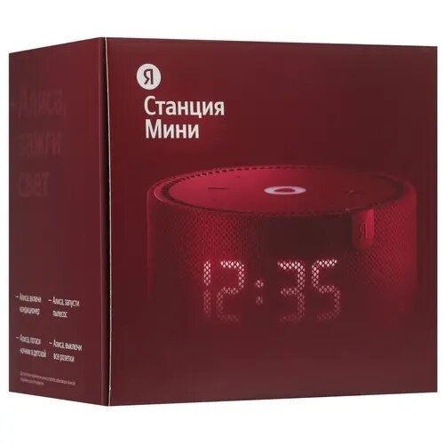 Умная колонка Яндекс Станция Мини с часами красный