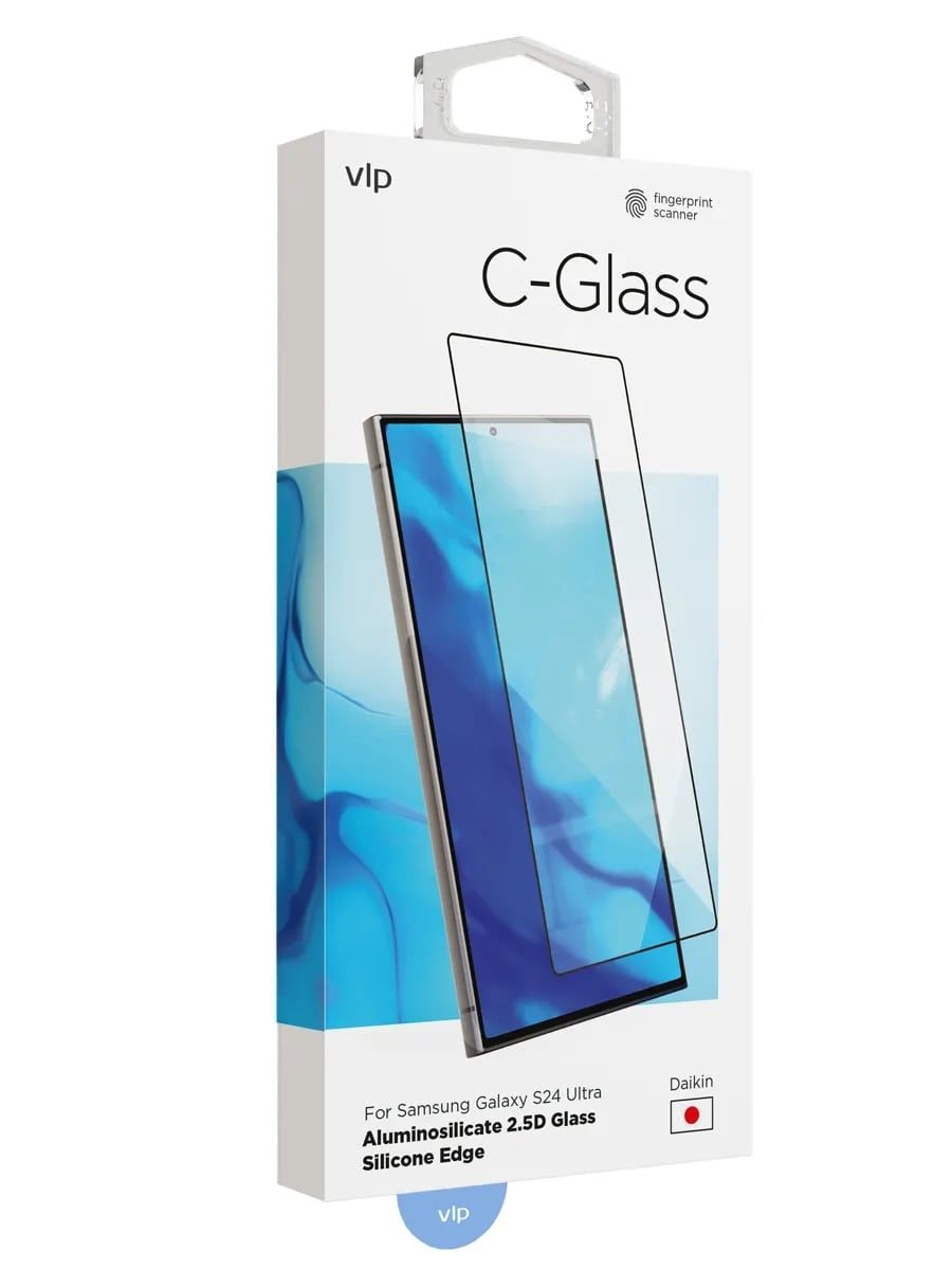 Стекло защитное 2.5D "vlp" C-Glass для Samsung Galaxy S24 Ultra с черной рамкой