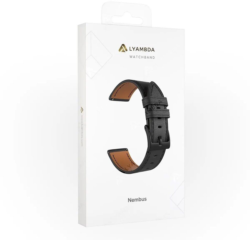 Универсальный кожаный ремешок для часов 20 mm LYAMBDA NEMBUS LWA-S41-20-BK Black