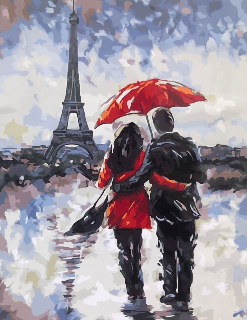 Влюбленные под зонтом в Париже