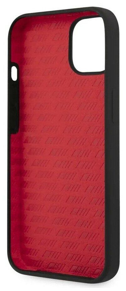 Чехол AMG для iPhone 13 Liquid silicone Two tones Red line Hard Black