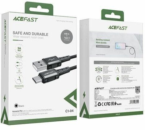 Кабель USB - Type-C AceFast C1-04 1,2 м, черный
