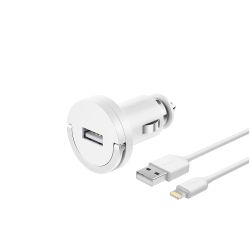 Автомобильное ЗУ Deppa Ultra USB 1А кабель 8-pin для Apple iPhone 5 MFI белый