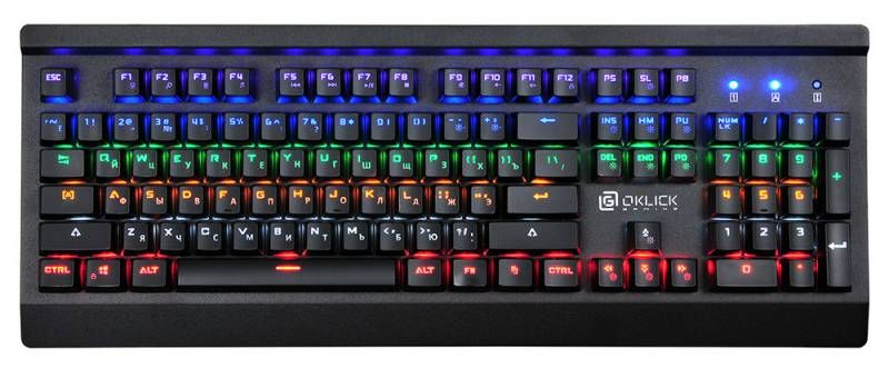 Клавиатура проводная Oklick 920G Outemu Blue черный