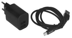 СЗУ 2 USB 2.4А, дата-кабель USB-C, 1m, черный, Axxa