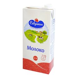 Молоко ультрапастеризованное 3,1%, 1л Савушкин