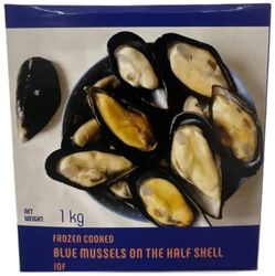 Мидии замороженные 30/40 1 кг Half Blueshell Mussels Sanford 