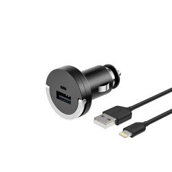 Автомобильное ЗУ Deppa Ultra USB 1 А кабель 8-pin для Apple iPhone-5 MFI черный