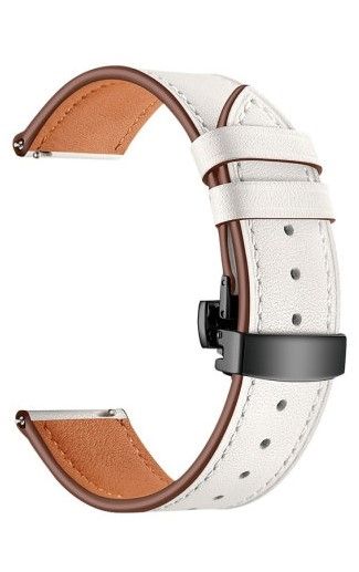 Универсальный кожаный ремешок для часов 22 mm LYAMBDA ANNET MANCINI LWA-S05-22-WH White